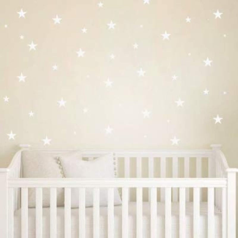 The Boho Design Stars Wall Decals Peel and Stick for Kids, Baby Bedroom Nursery and Living Room, Tribal TeePees Vinyl Wall Stickers Decor (White) - Image 1